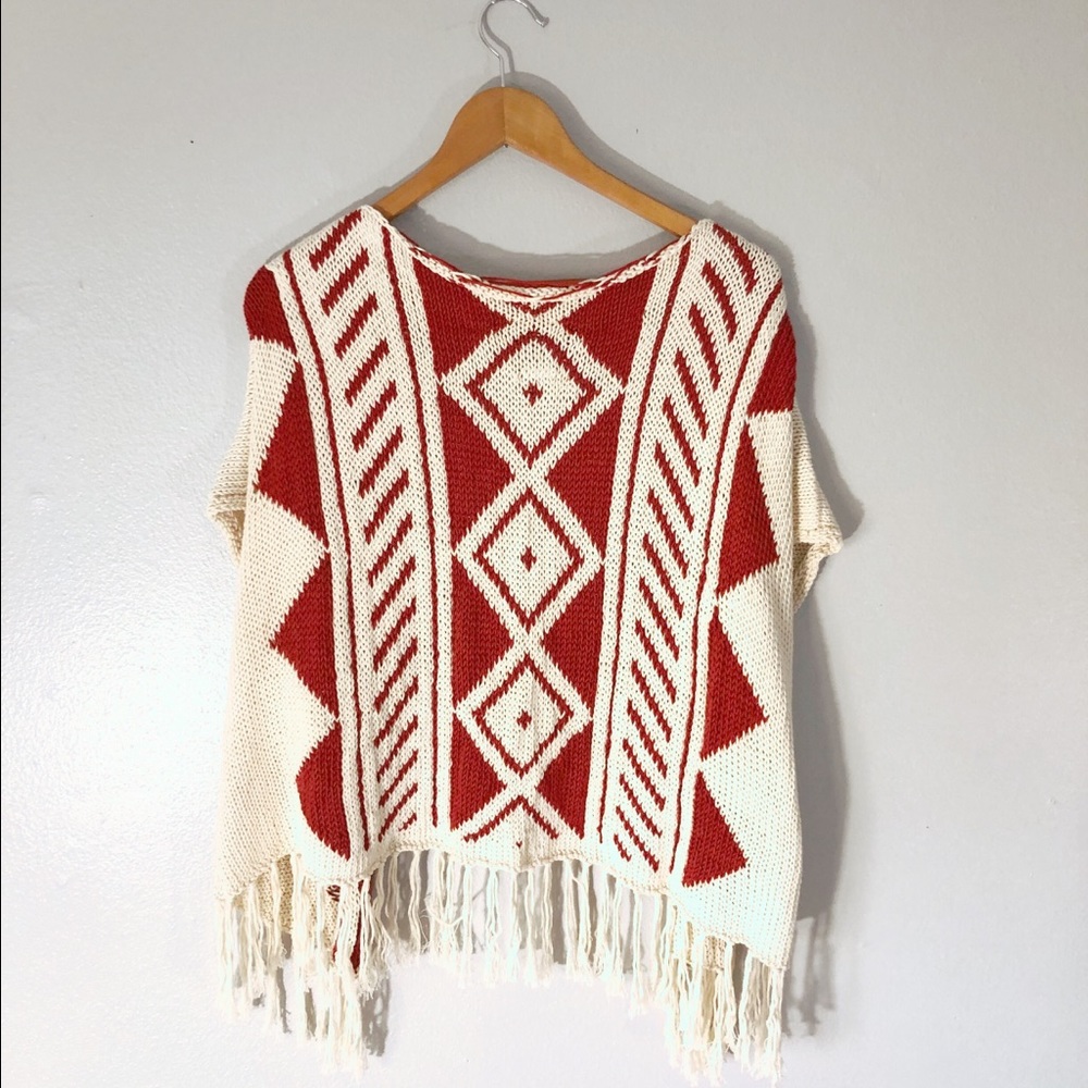 Red and Cream Aztec Vest